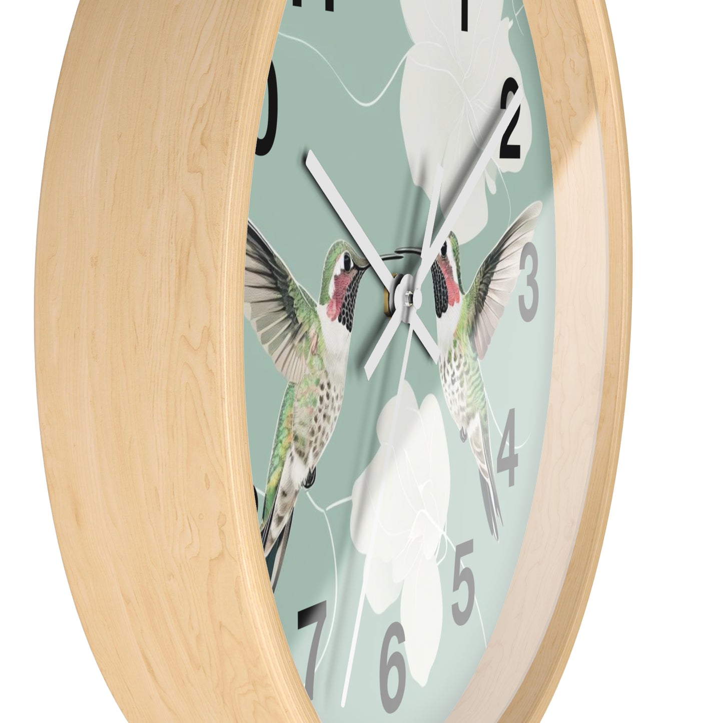 Hummingbird Floral Wall Clock | Mint Bird Clock