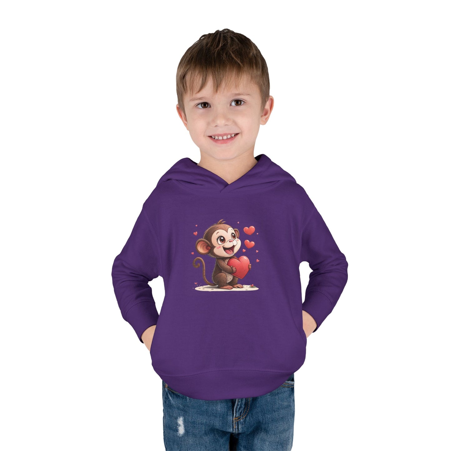 Adorable Toddler Monkey Love Hoodie, Birthday Gift, Kids Pullover, Baby Shower Gift, Cute Fleece Sweatshirt
