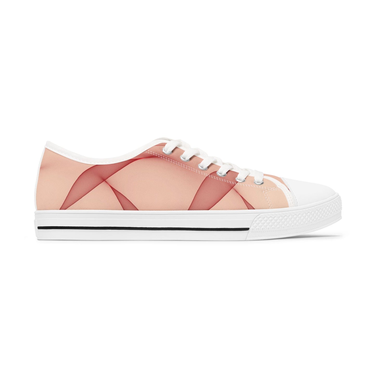 Pink Abstract Wave Low Top Sneakers — Women's Casual Canvas Shoes