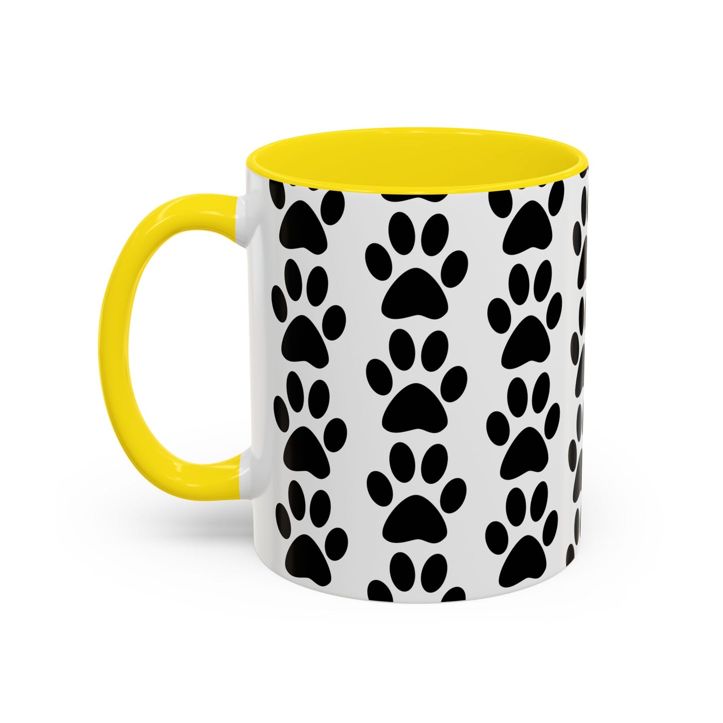 Paw Print Accent Coffee Mug - Dog Lover Gift, Black and White Pet Mug, Cute Animal Decor, Personalized Pet Owner Present, Coffee Tea Cup