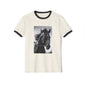 Horse Portrait Ringer T-Shirt — Black Stallion Graphic Tee for Equestrian Lovers