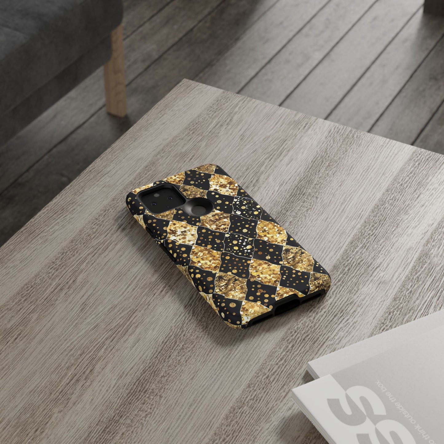 Elegant Gold & Black Phone Case for Tough Protection
