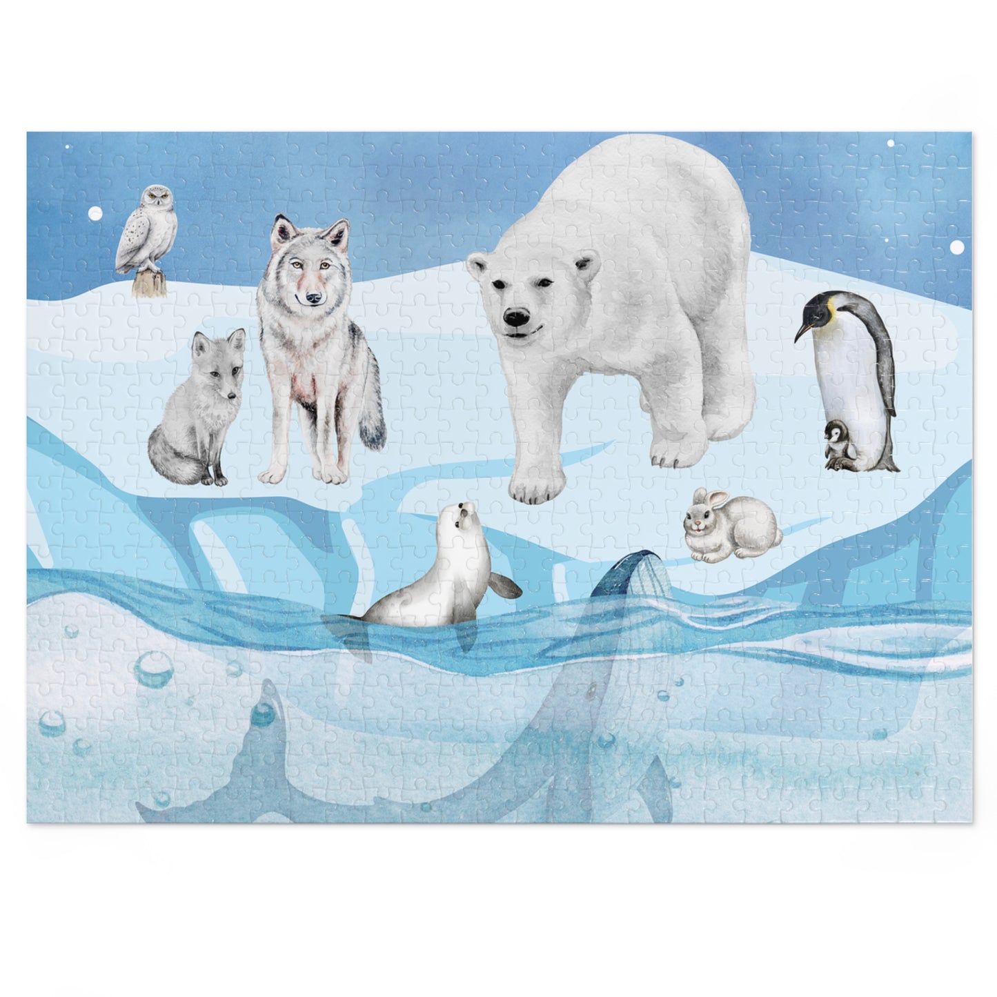 Polar Wildlife Jigsaw Puzzle, Relaxing Family Game, Educational Kids Activity, Nature Lover Gift, Arctic Animals Decor