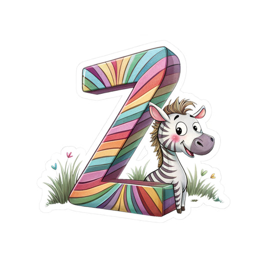 Colorful Zebra Letter Z Kiss-Cut Stickers for Kids, Fun Decals, Laptop Stickers, Scrapbooking, Party Favors