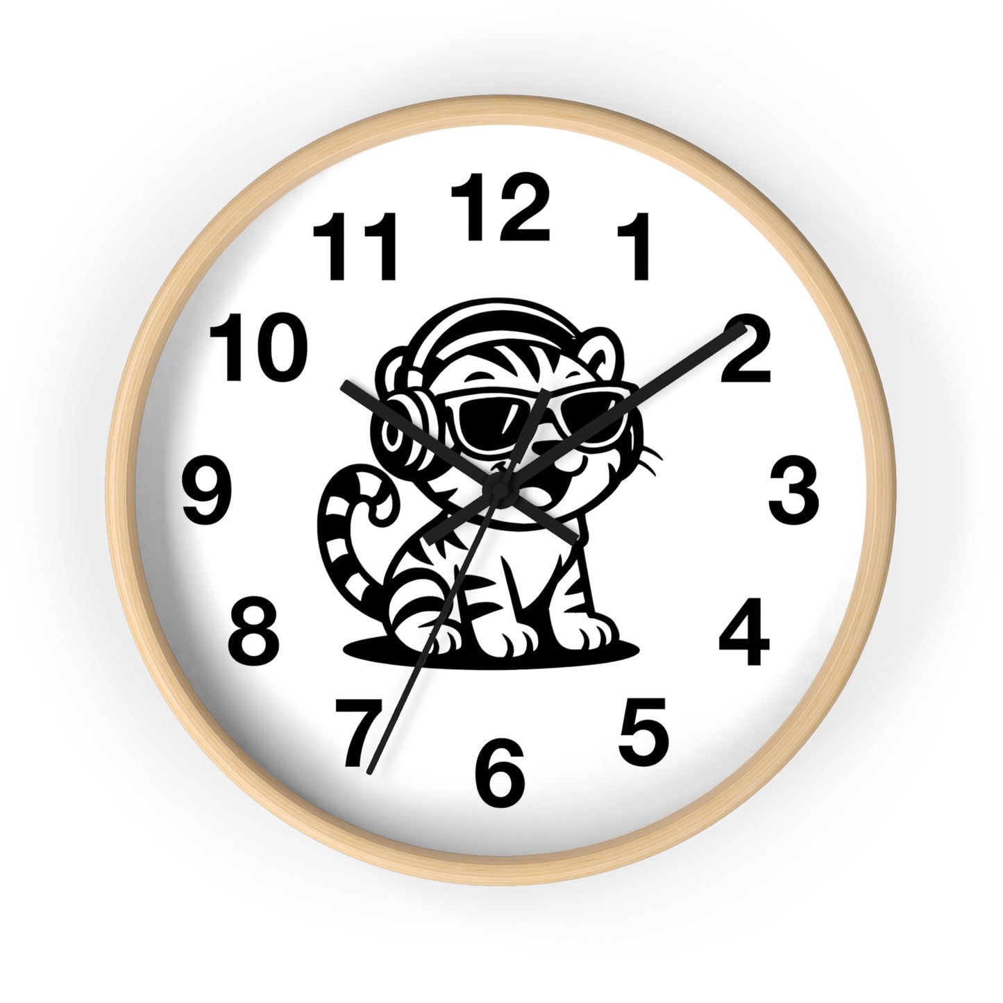 Cool Cat Design Wall Clock - Fun Decor for Animal Lovers, Tiger Clock, Unique Home Gift, Trendy Animal Wall Art, Kids Room Decor