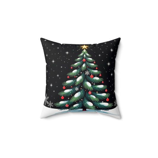 Christmas Tree Throw Pillow — Festive Star-Topped Holiday Decor