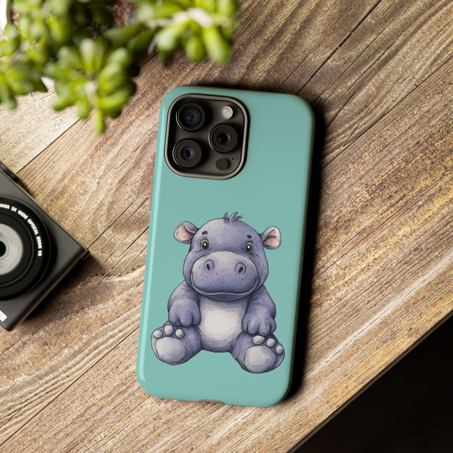 Cute Hippo Phone Case, Tough Phone Cover, Fun Animal Case, Gift for Kids, Cute Decor, Birthday Present