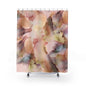 Abstract Watercolor Shower Curtain — Blush, Mauve & Gold Bathroom Decor