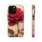 Floral Phone Case with Red Rose Design, Tough Phone Cover, Flower Print, Gift for Her, Stylish Accessory, Floral Aesthetic