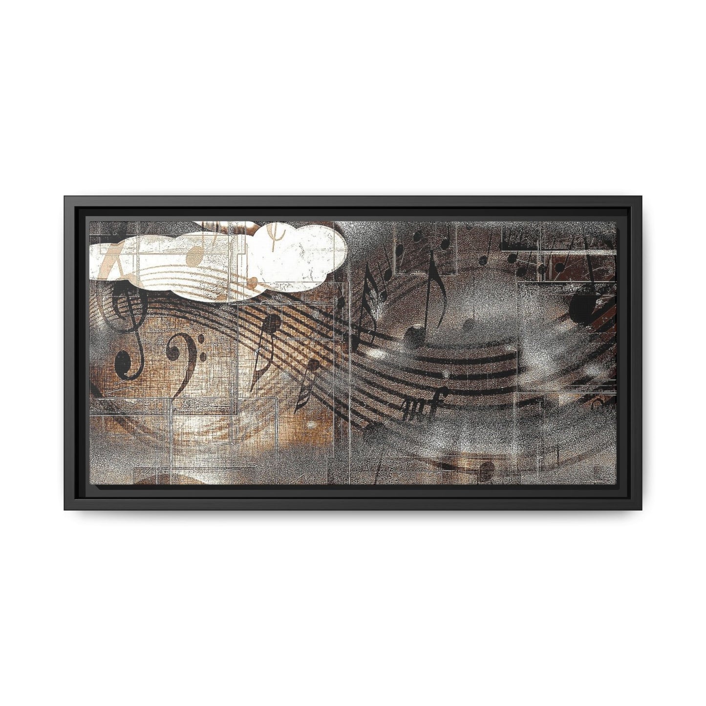 Framed Music Notes Canvas Print — Abstract Vintage Piano & Sheet Music Wall Art