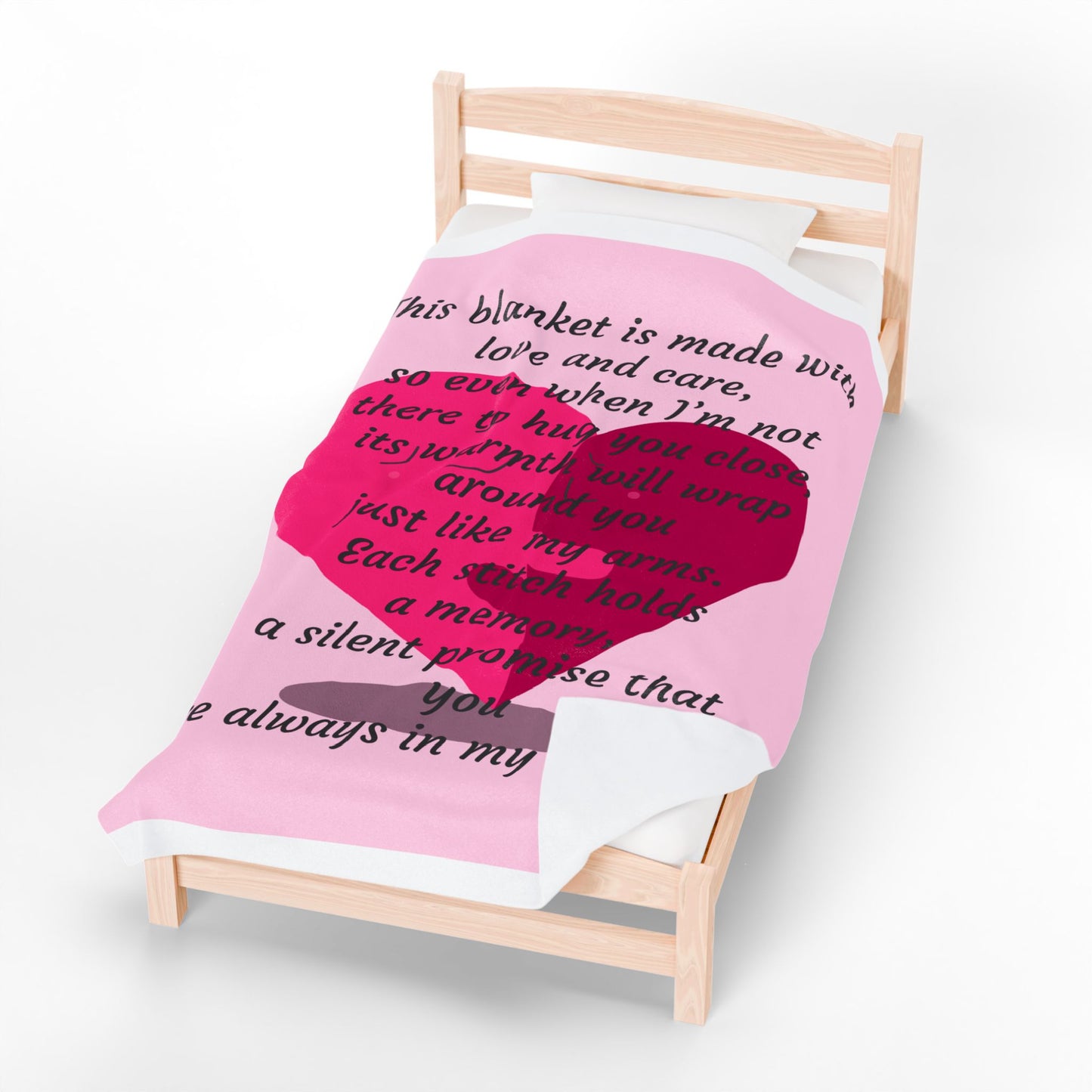 Memorial Heart Velveteen Plush Blanket — "This blanket is made with love and care" Comfort Throw
