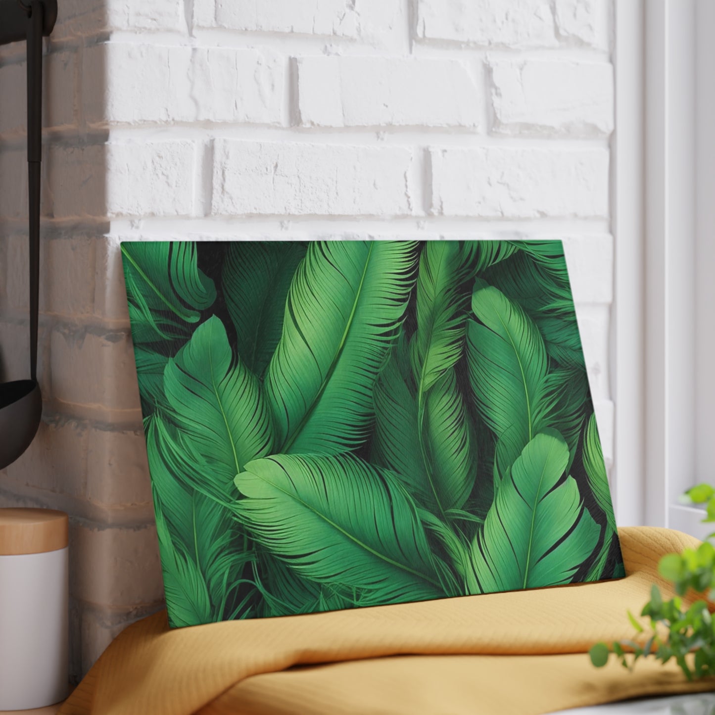 Tropical Glass Cutting Board, Kitchen Decor, Gift for Chefs, Leaf Design, Eco-Friendly Kitchen Essentials, Cookware