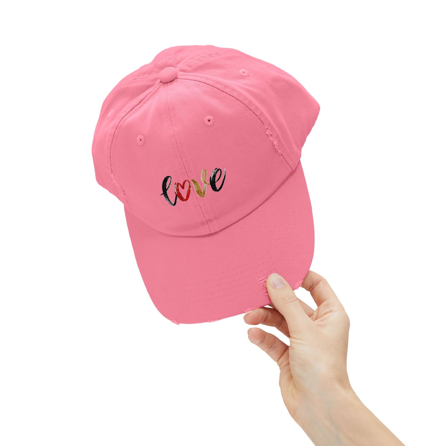 Distressed Love Cap - Casual Unisex Hat for Everyday Wear, Gift for Her, Summer Accessory, Trendy Streetwear, Distressed Cap