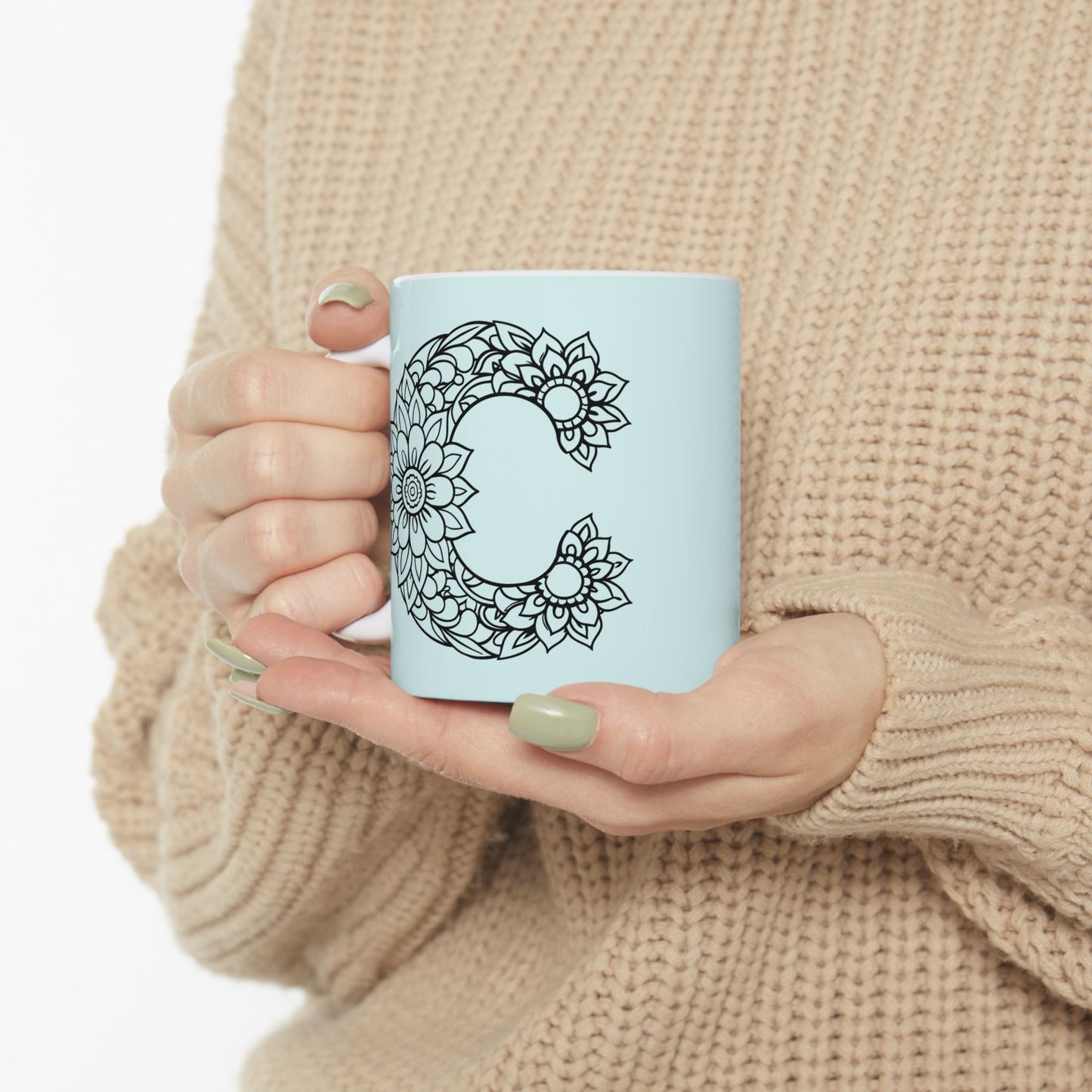 Copy of Mandala Design Ceramic Mug -Letter C Relaxing Gift for Tea Lovers, Coffee Enthusiasts, Home Decor, Perfect for Holidays, Zen Vibe