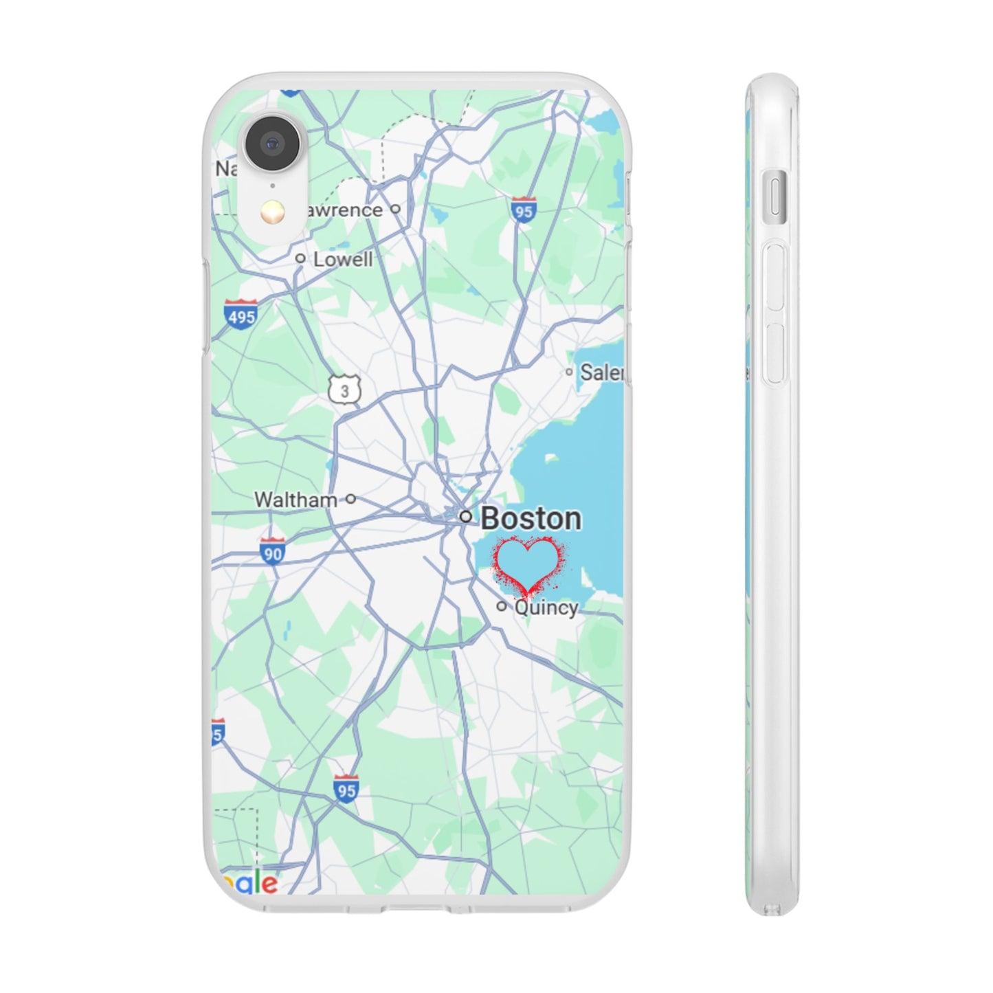 Boston Map Flexi Case for iPhone, Custom Location Phone Case, Unique Gift, Boston Heart Design, Travel Lover Accessory