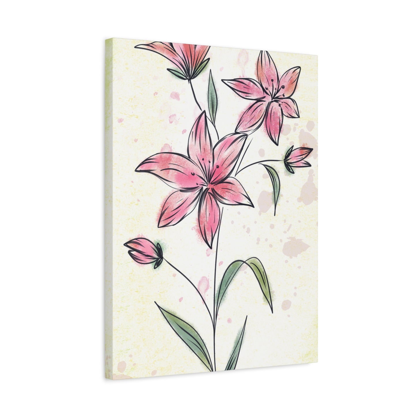 Matte Canvas, Stretched, 1.25" Tulips Pink Flowers