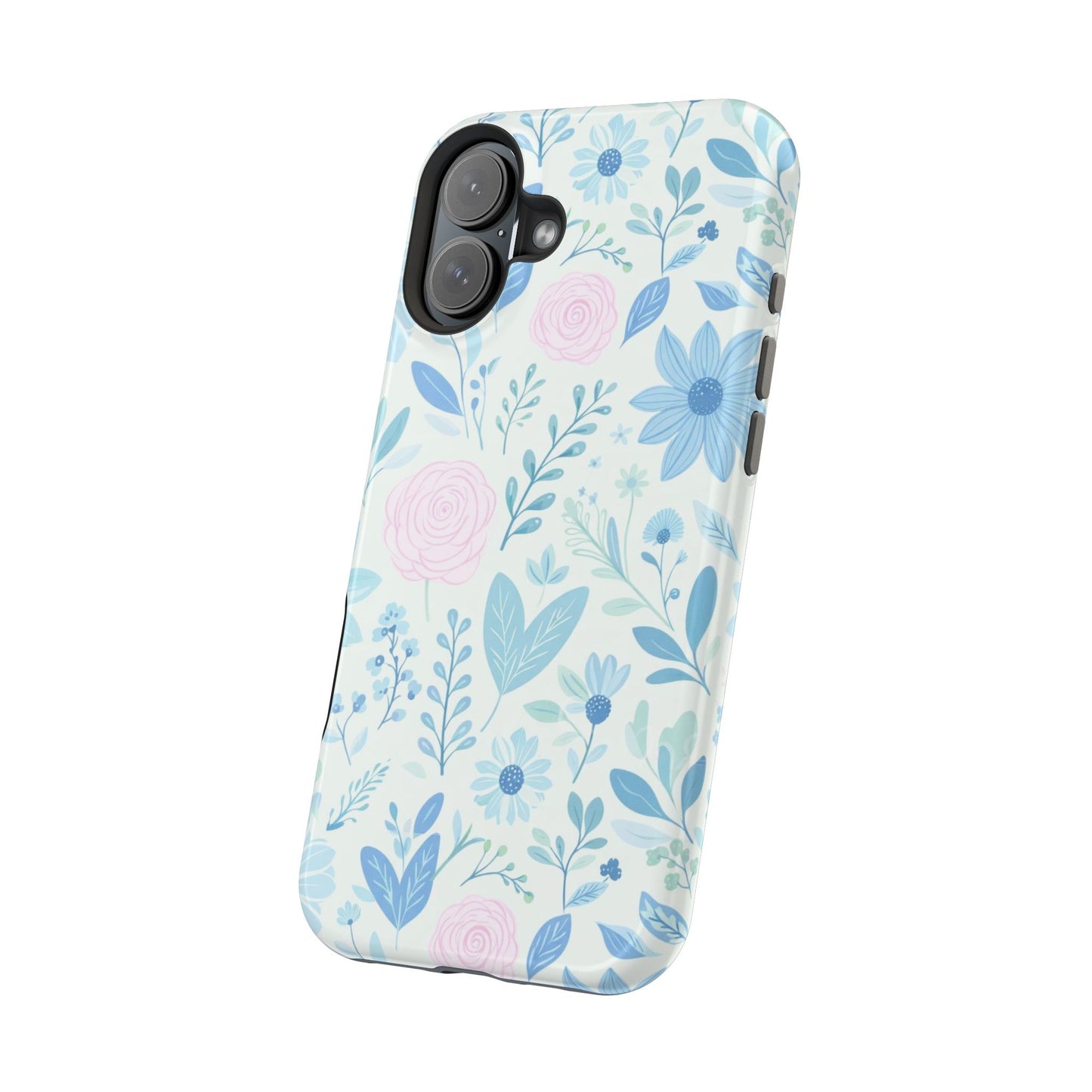 Floral Pastel Magnetic Impact Phone Case — Blue & Pink Botanical Design