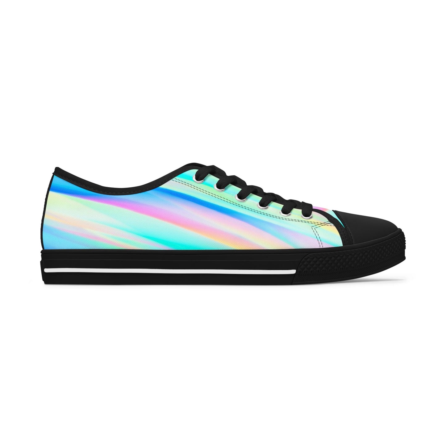 Holographic Rainbow Low Top Sneakers — Women's Iridescent Casual Shoes