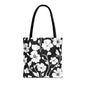 Elegant Floral Tote Bag, Black and White Tote, Eco-Friendly Shopping Bag