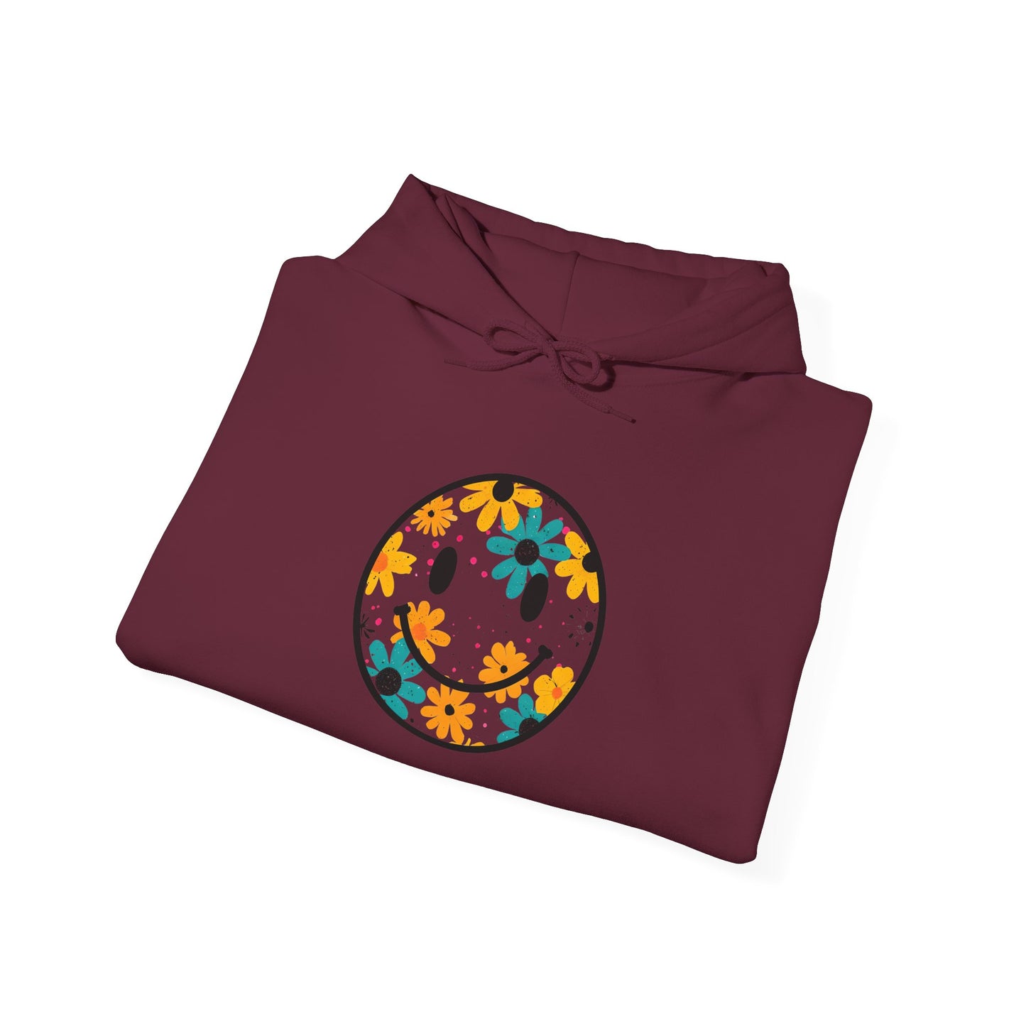 Floral Smiley Hoodie — Retro Daisy Smile Graphic Hoodie