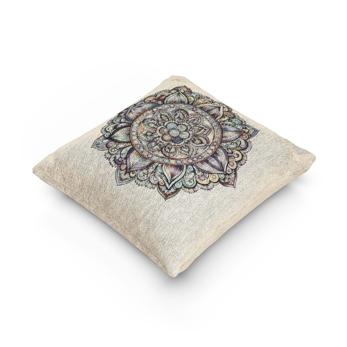 Boho Woven Pillow, Mandala Decor, Cozy Home Accent, Meditation Gift, Bohemian Living, Throw Pillow for Couch