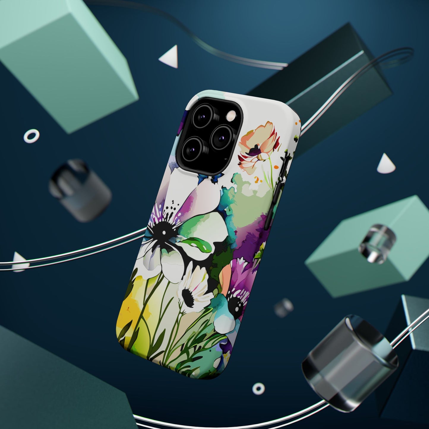 Floral Watercolor Magnetic Phone Case — Impact‑Resistant Protective Cover