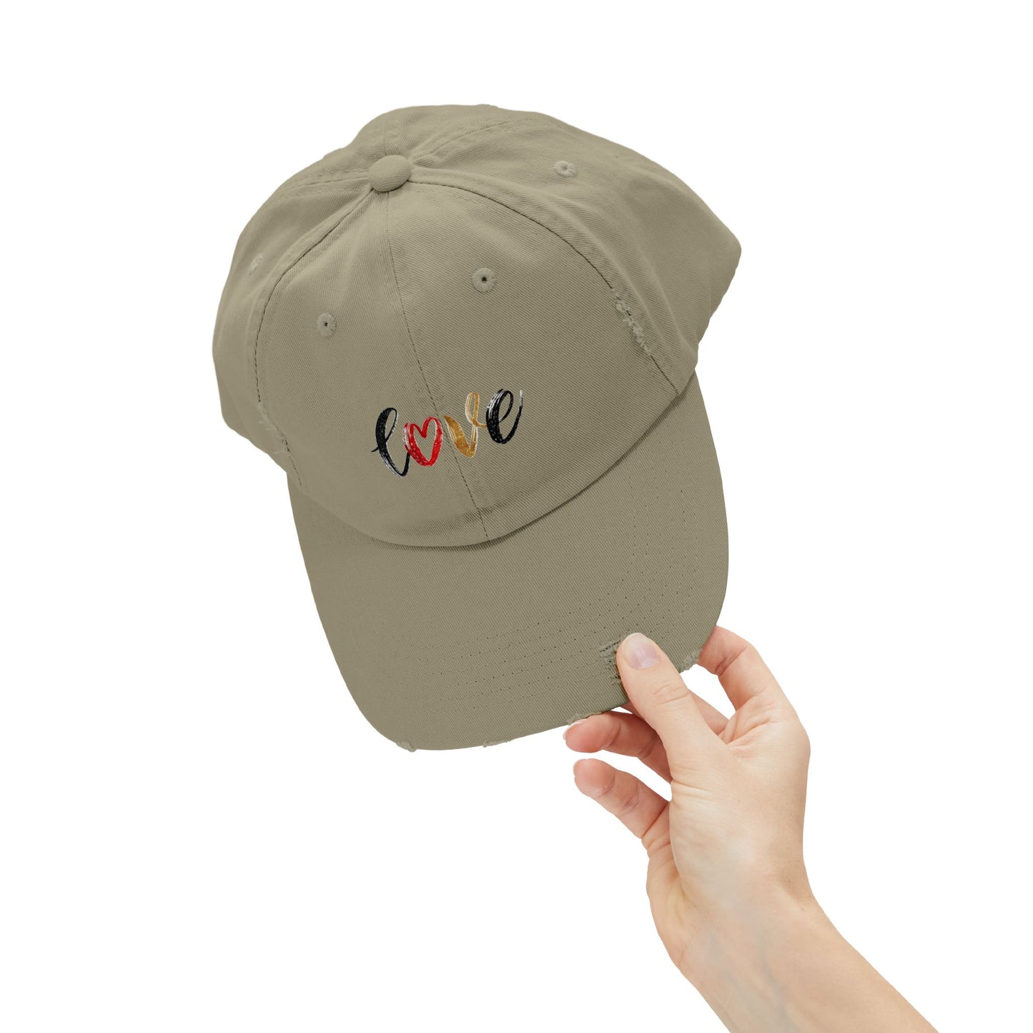 Distressed Love Cap - Casual Unisex Hat for Everyday Wear, Gift for Her, Summer Accessory, Trendy Streetwear, Distressed Cap