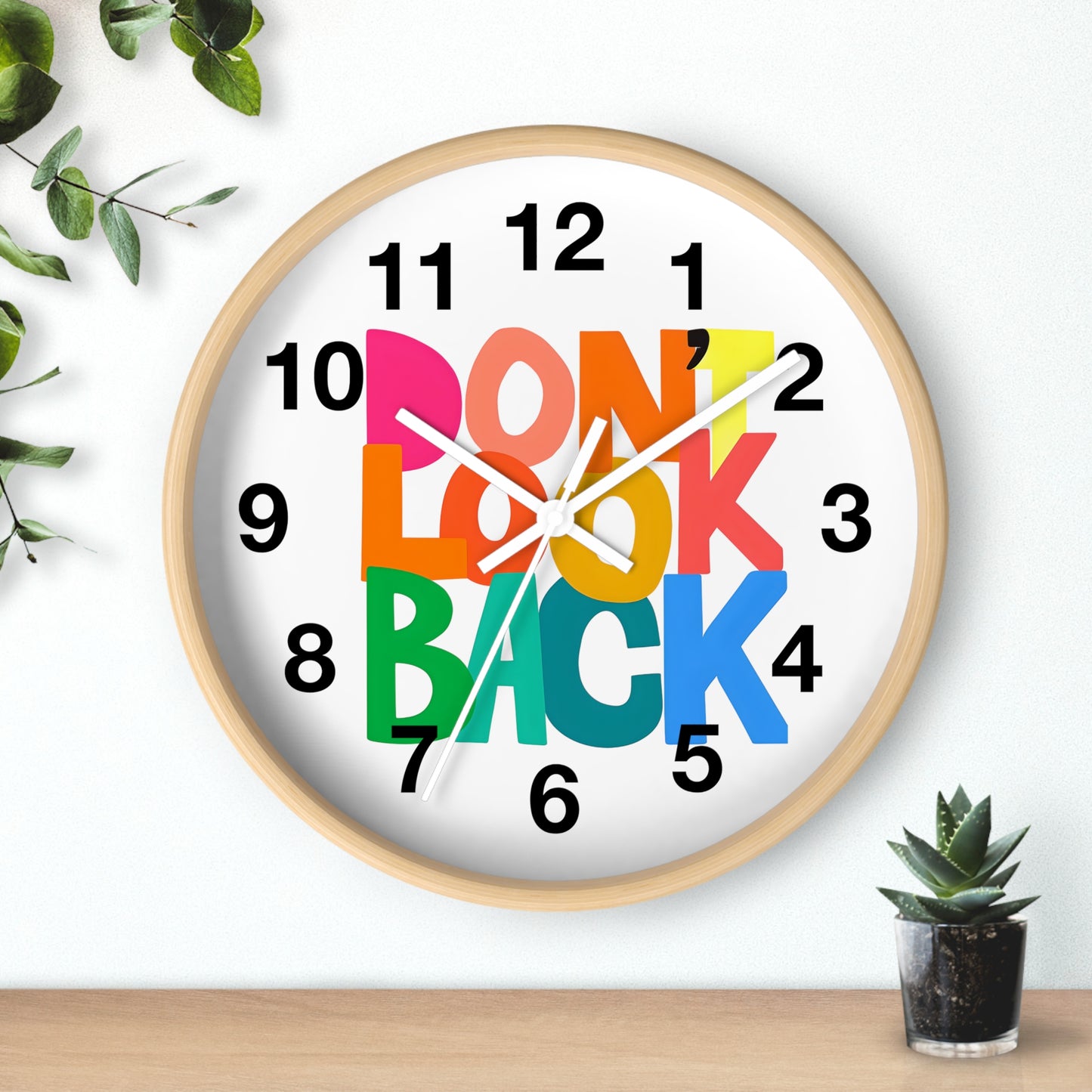Don’t Look Back Wall Clock — Colorful Motivational Home Decor