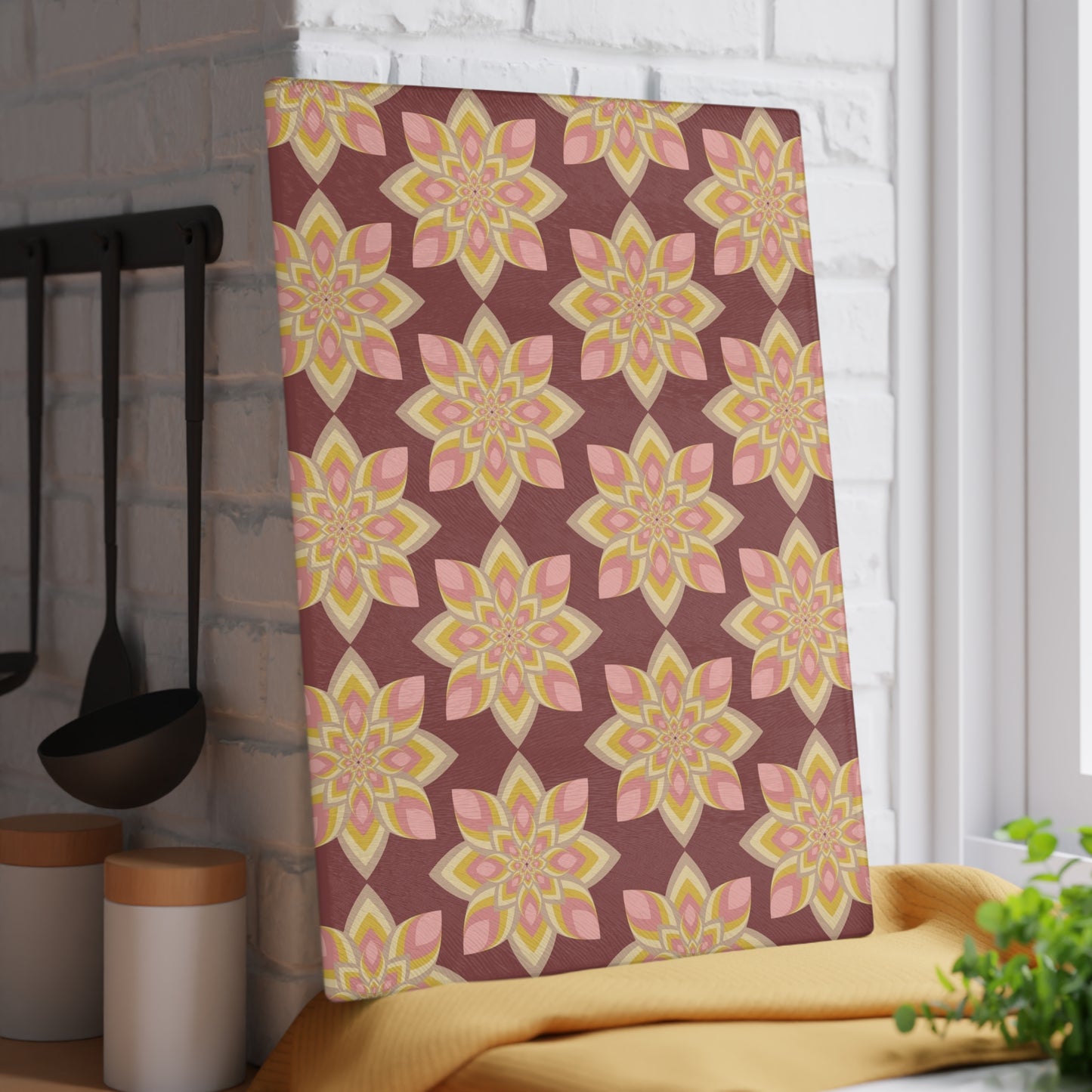 Elegant Floral Glass Cutting Board - Kitchen Decor, Gift for Her, Housewarming, Wedding Registry, Cooking Essential