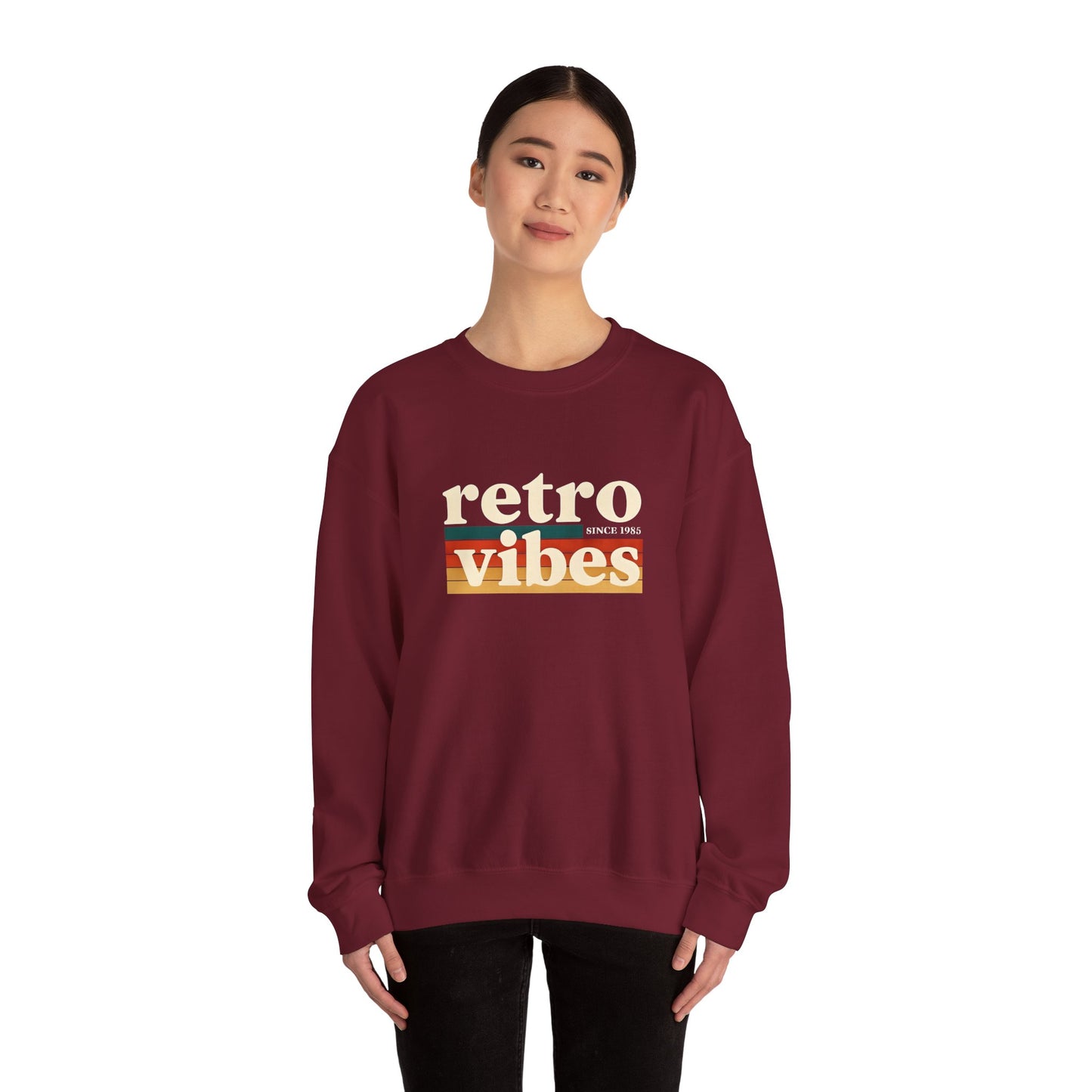 Retro Vibes Crewneck Sweatshirt, Unisex Vintage Style, Cozy Fall Fashion, Gift for Music Lovers, Chill Weekend Wear
