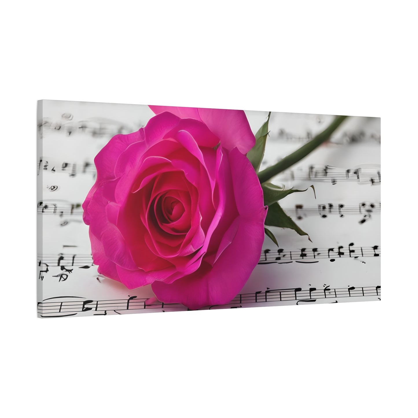 Stretched Canvas Art Print, Classic Rose on Sheet Music, Floral Wall Decor, Home Decoration, Gift for Music Lovers