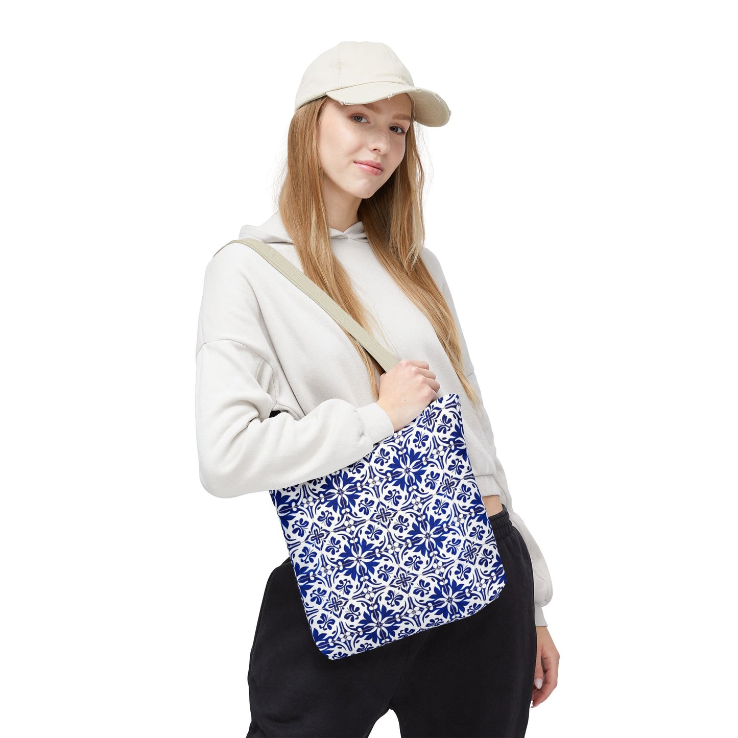 Blue Moroccan Tile Tote Bag - All-Over Print Patterned Market Tote
