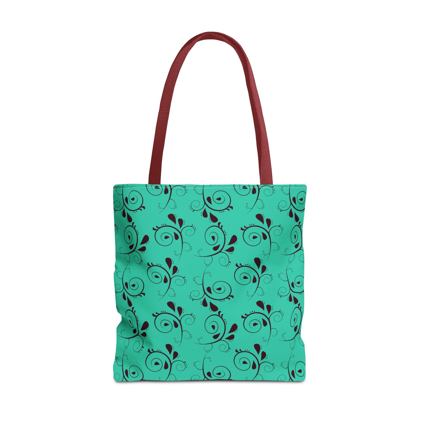 Turquoise Floral Swirl Tote Bag – All-Over Print Stylish Shopping Bag