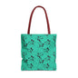 Turquoise Floral Swirl Tote Bag – All-Over Print Stylish Shopping Bag