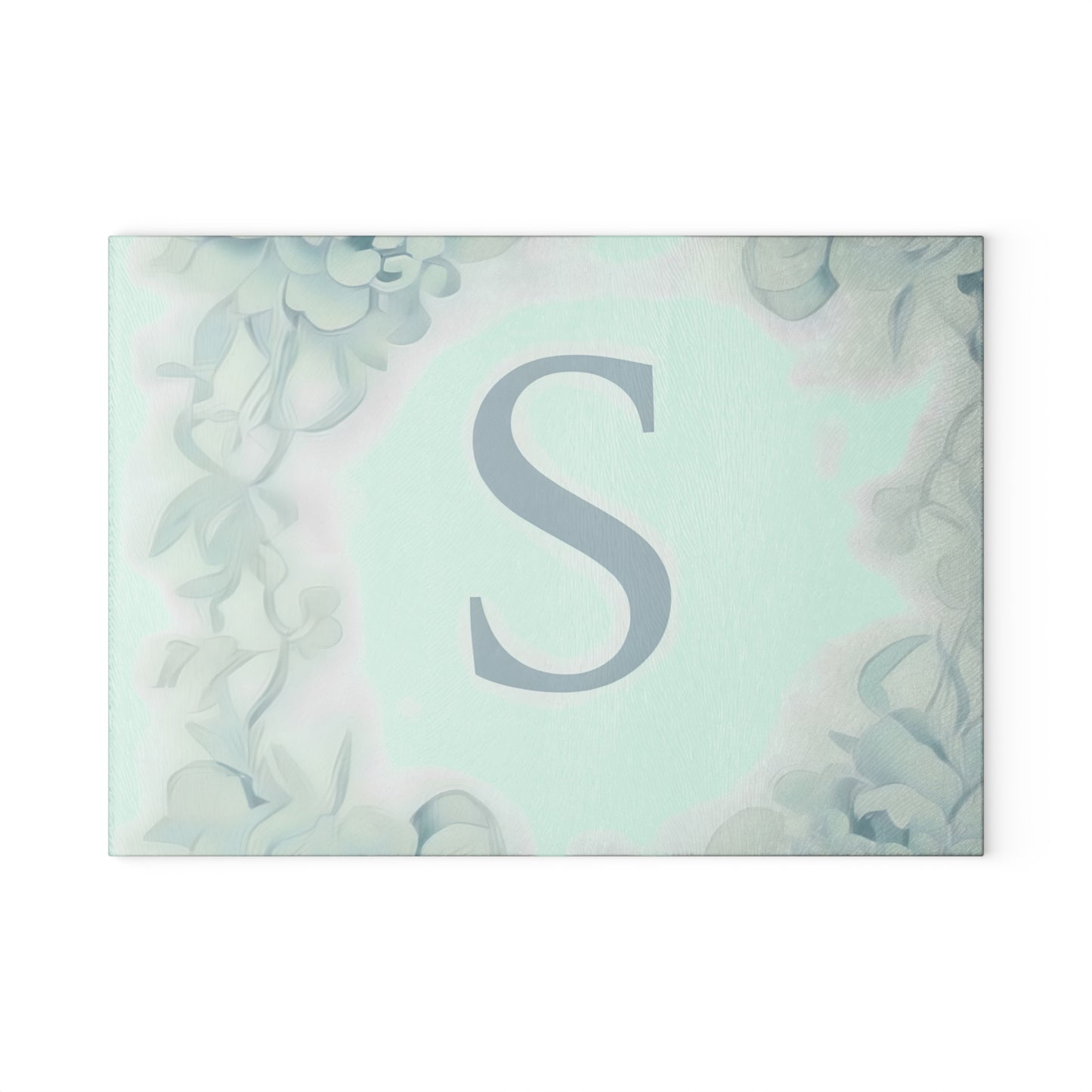 Personalized Floral Initial Glass Cutting Board, Kitchen Decor, Wedding Gift, Housewarming, Culinary Gift, Custom Kitchenware