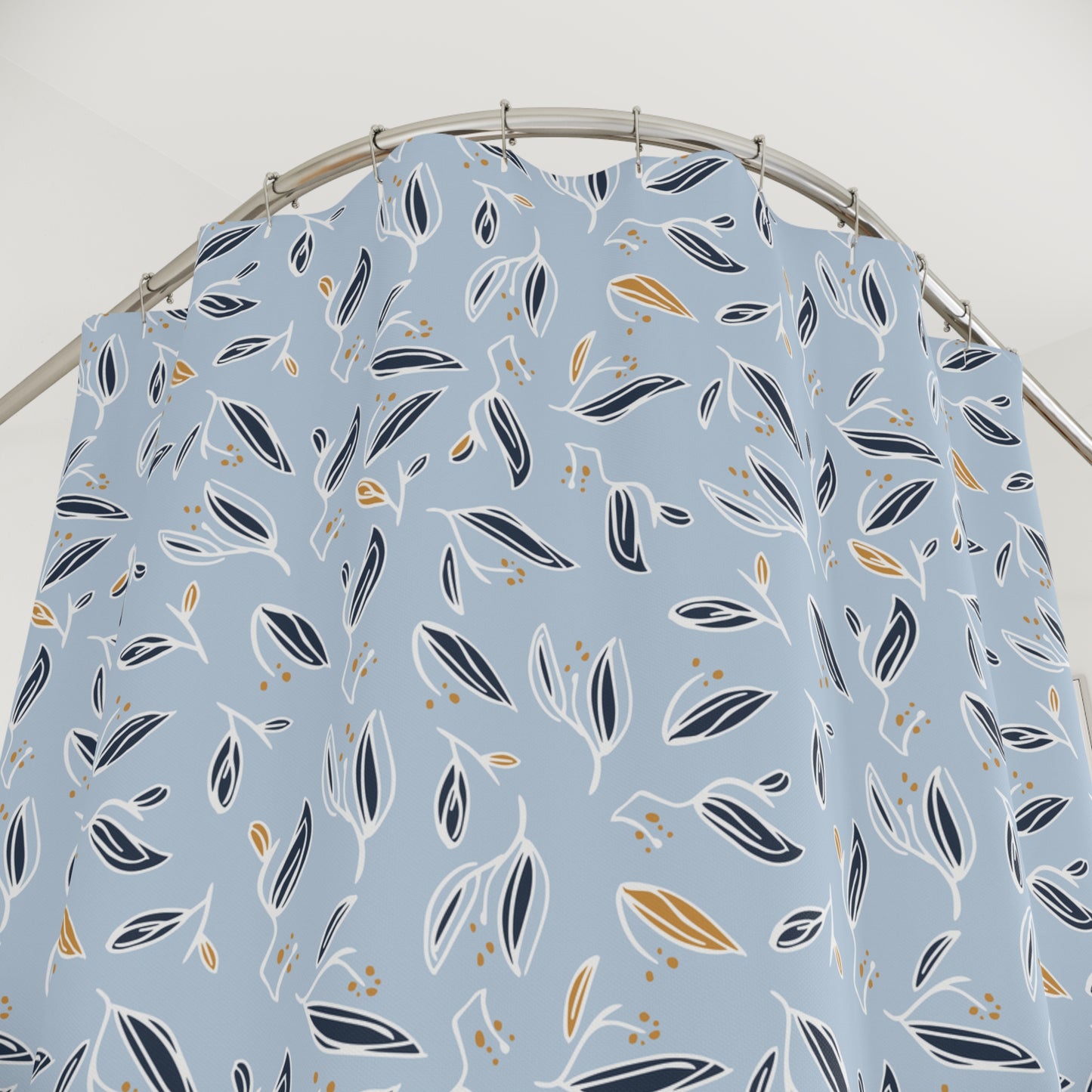 Botanical Blue Shower Curtain, Floral Bathroom Decor, Nature-Inspired Curtain, Modern Home Accessories, Gift for Nature Lovers