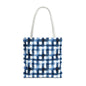 Blue Watercolor Plaid Tote Bag — Navy Check Pattern All-Over Print