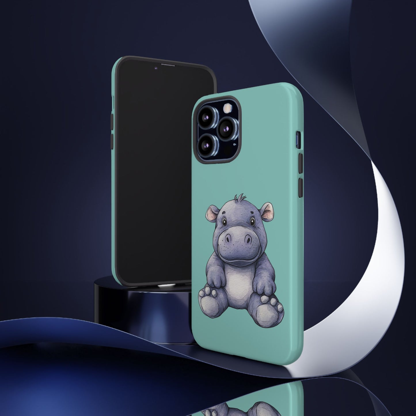 Cute Hippo Phone Case, Tough Phone Cover, Fun Animal Case, Gift for Kids, Cute Decor, Birthday Present