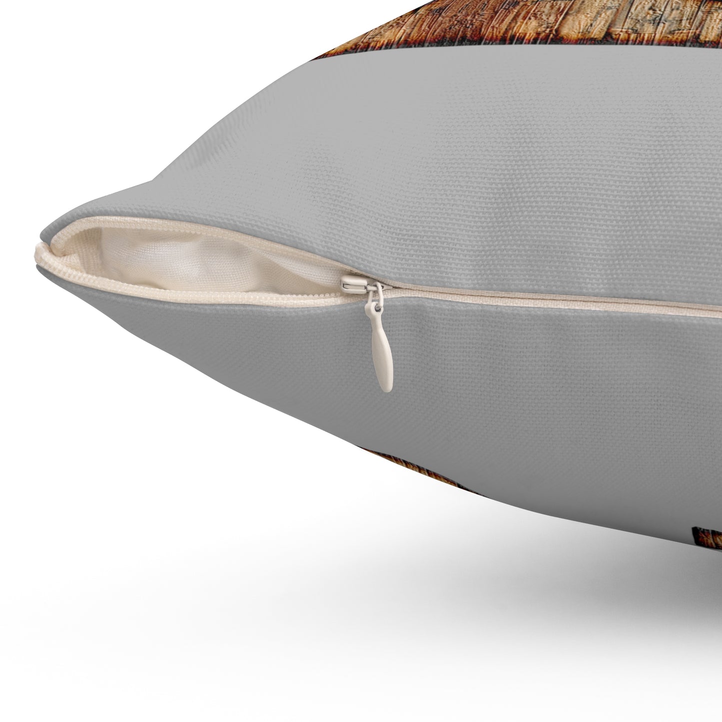 Wooden Monogram 'R' Decorative Throw Pillow - Rustic Farmhouse Accent