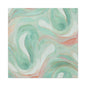 Abstract Green Marble Canvas Print — Teal & Coral Swirl Wall Art