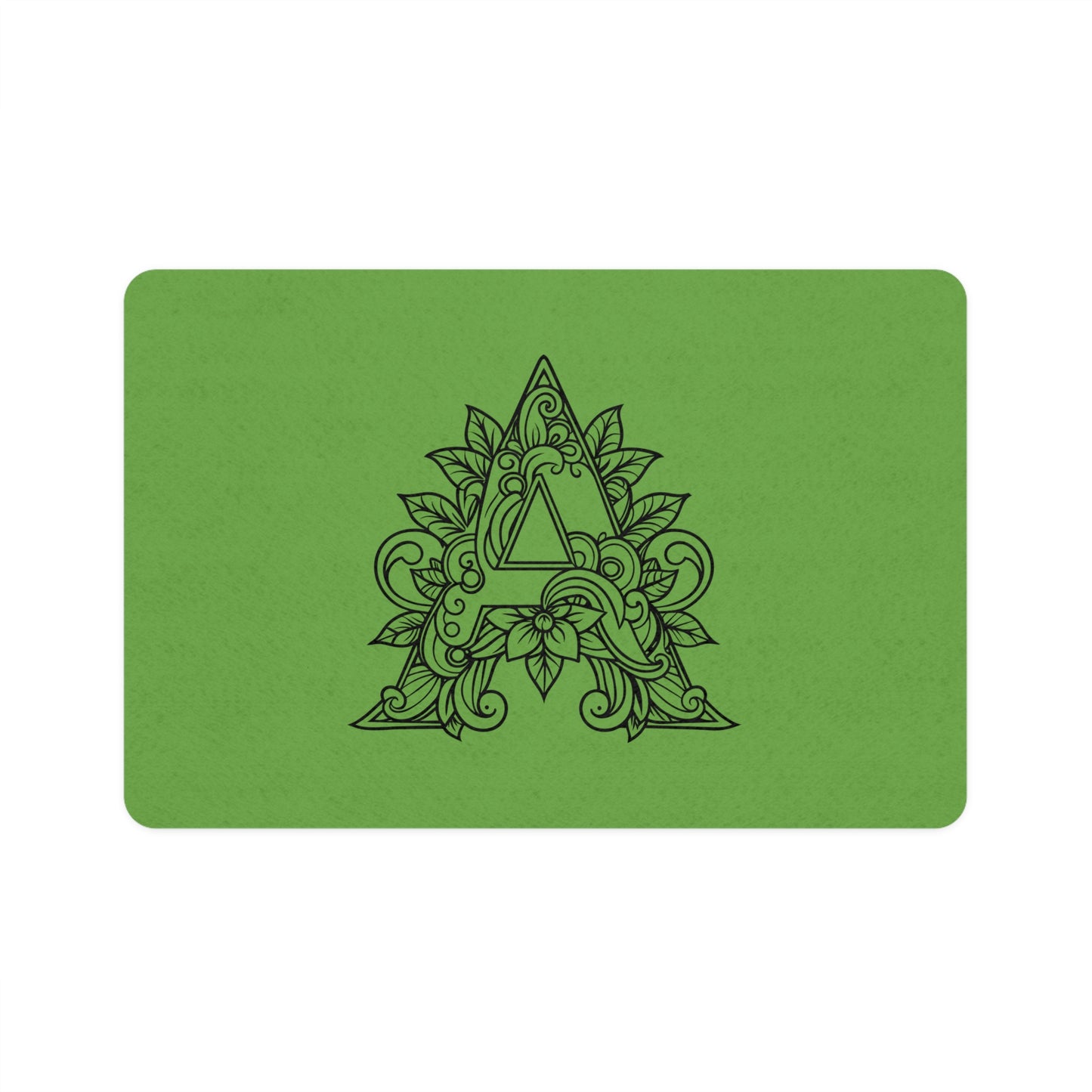 Monogram A Floral Pet Food Mat — 12x18 Decorative Feeding Placemat