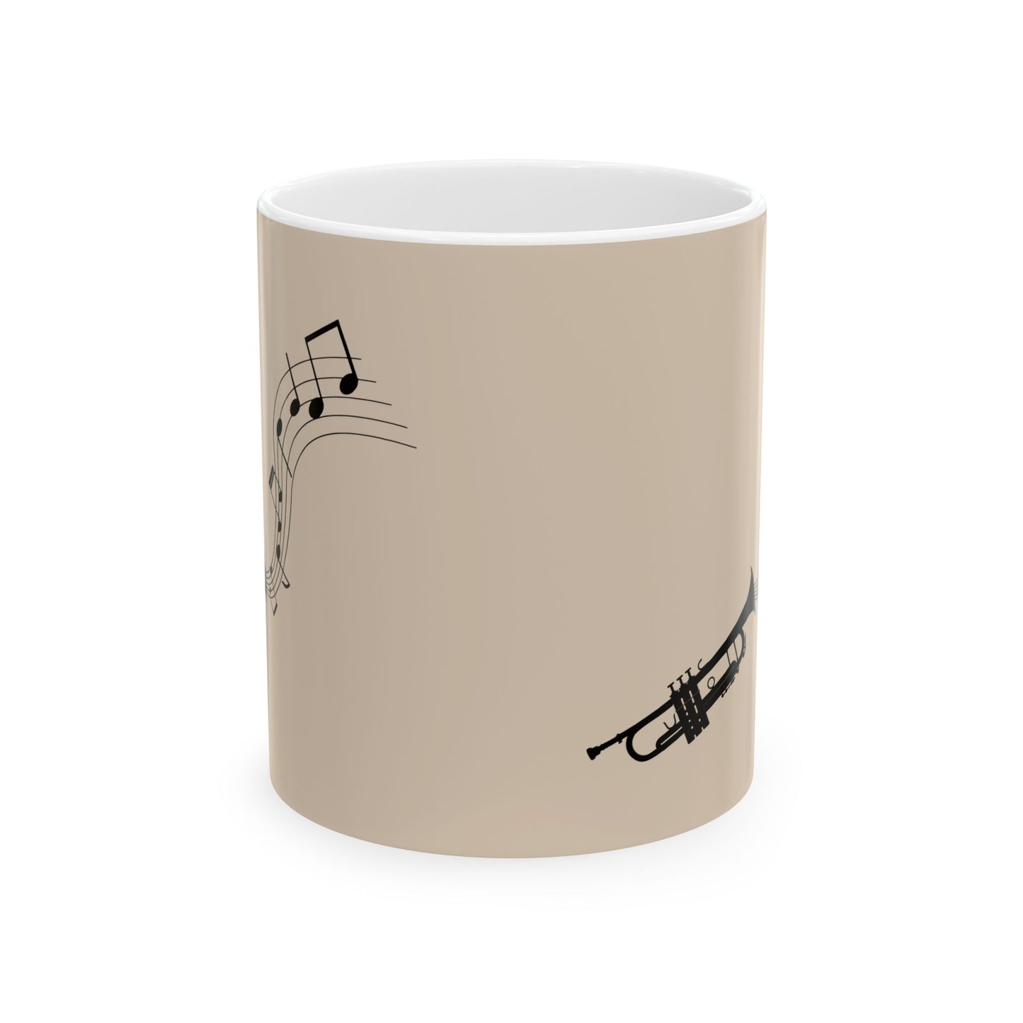 Trumpet Notes Ceramic Mug — Musical Instrument Coffee Cup (11oz/15oz)