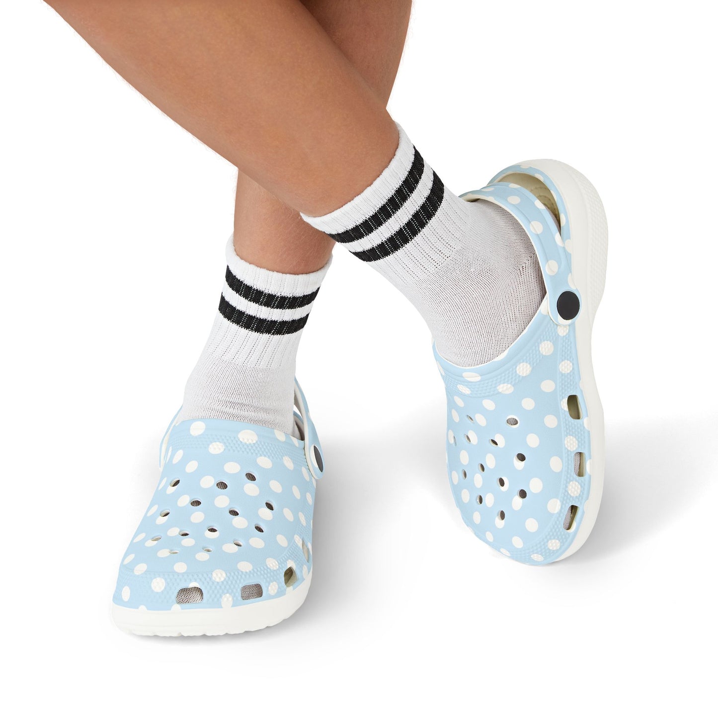 Kids Polka Dot EVA Foam Clogs — Light Blue Slip‑On Casual Shoes