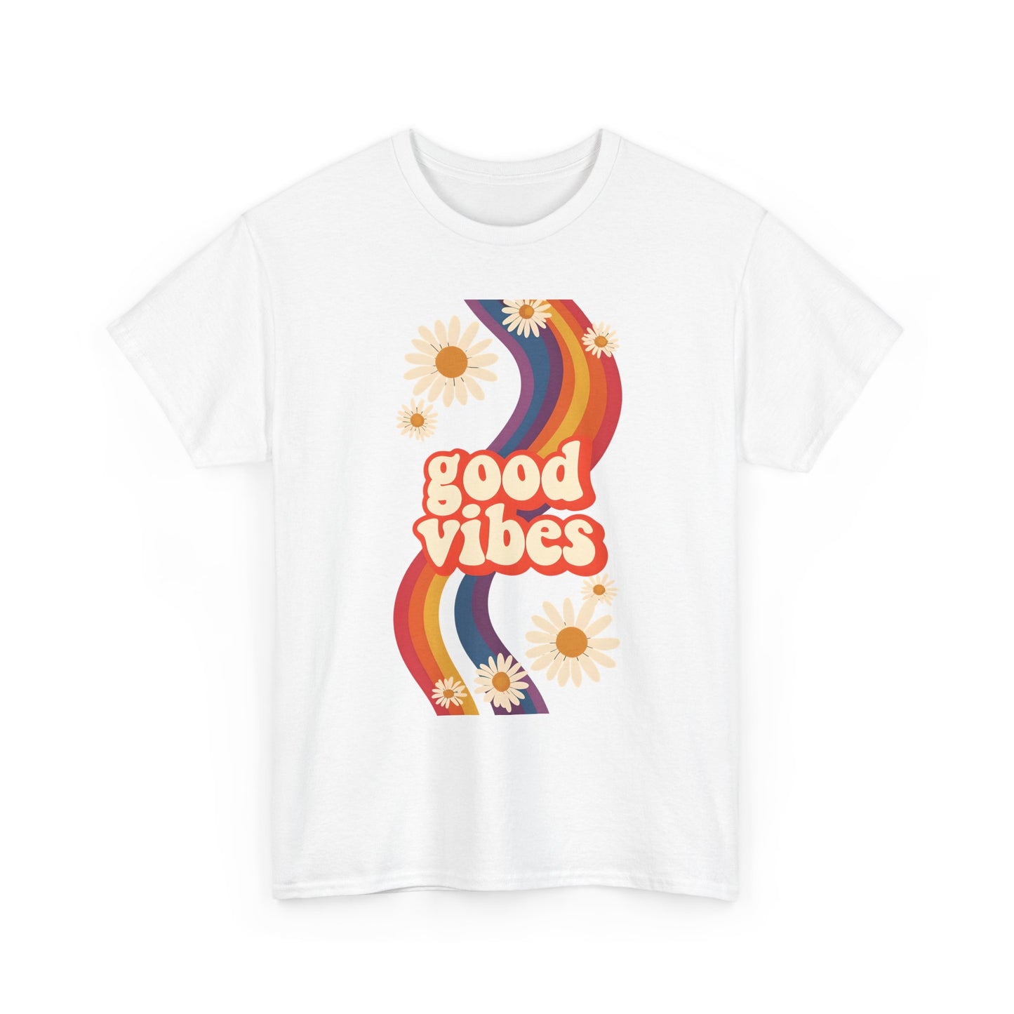 Good Vibes Unisex Heavy Cotton Tee, Retro Graphic T-Shirt, Feel Good Apparel, Summer Outfit, Casual Gift for Friends