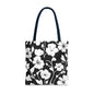 Elegant Floral Tote Bag, Black and White Tote, Eco-Friendly Shopping Bag
