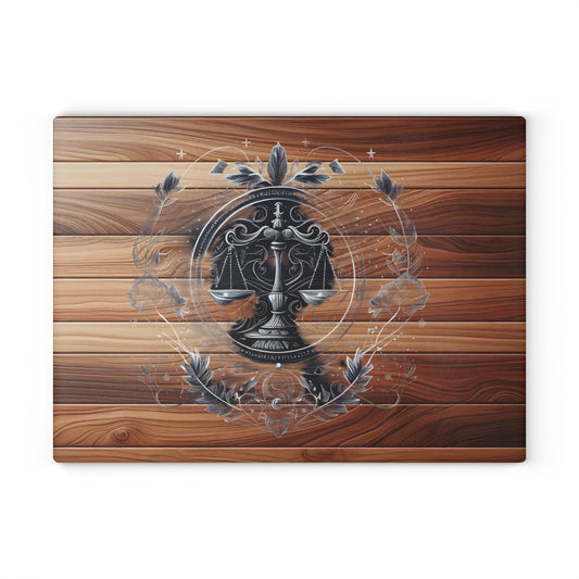 Elegant Law Theme Glass Cutting Board - Perfect for Gifts, Home Decor, Kitchenware, Legal Professionals, Housewarming