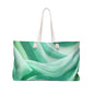 Serene Green Abstract Weekender Bag, Travel Tote, Beach Bag, Weekend Getaway Bag, Stylish Gym Bag, Eco-Friendly Carryall