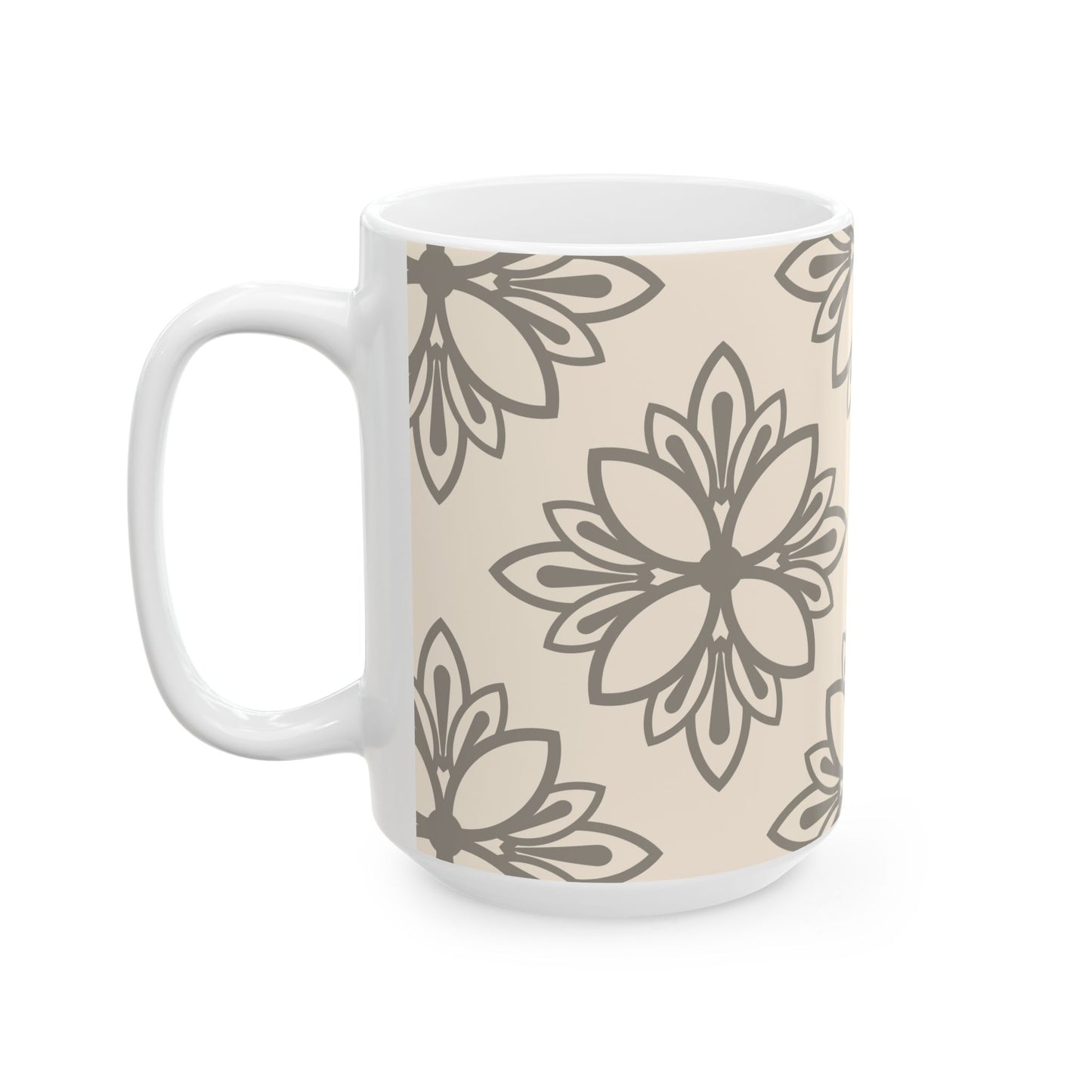 Boho Floral Ceramic Mug, Stylish Coffee Cup, Unique Gift for Her, Cozy Vibes, Home Decor, Tea Lovers, Kitchen Essential