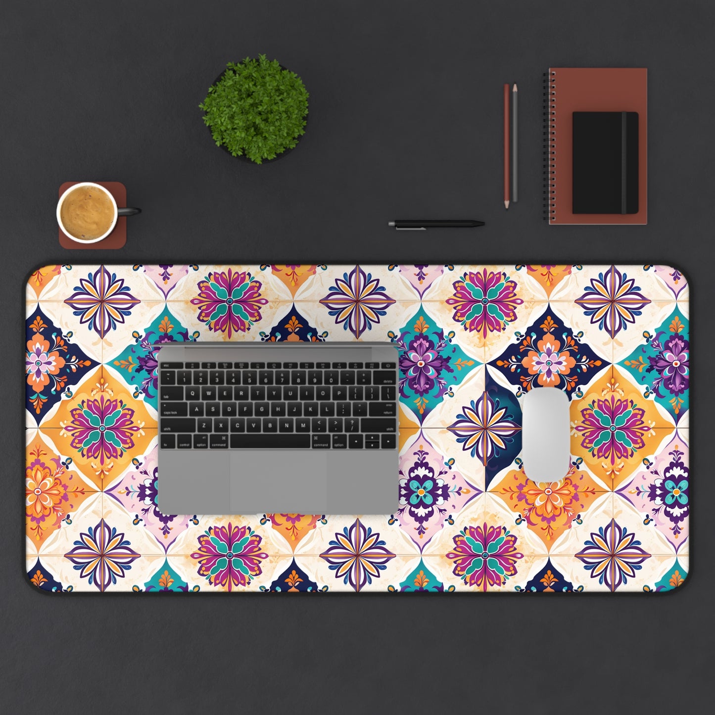 Colorful Geometric Desk Mat - Vibrant Office Decor