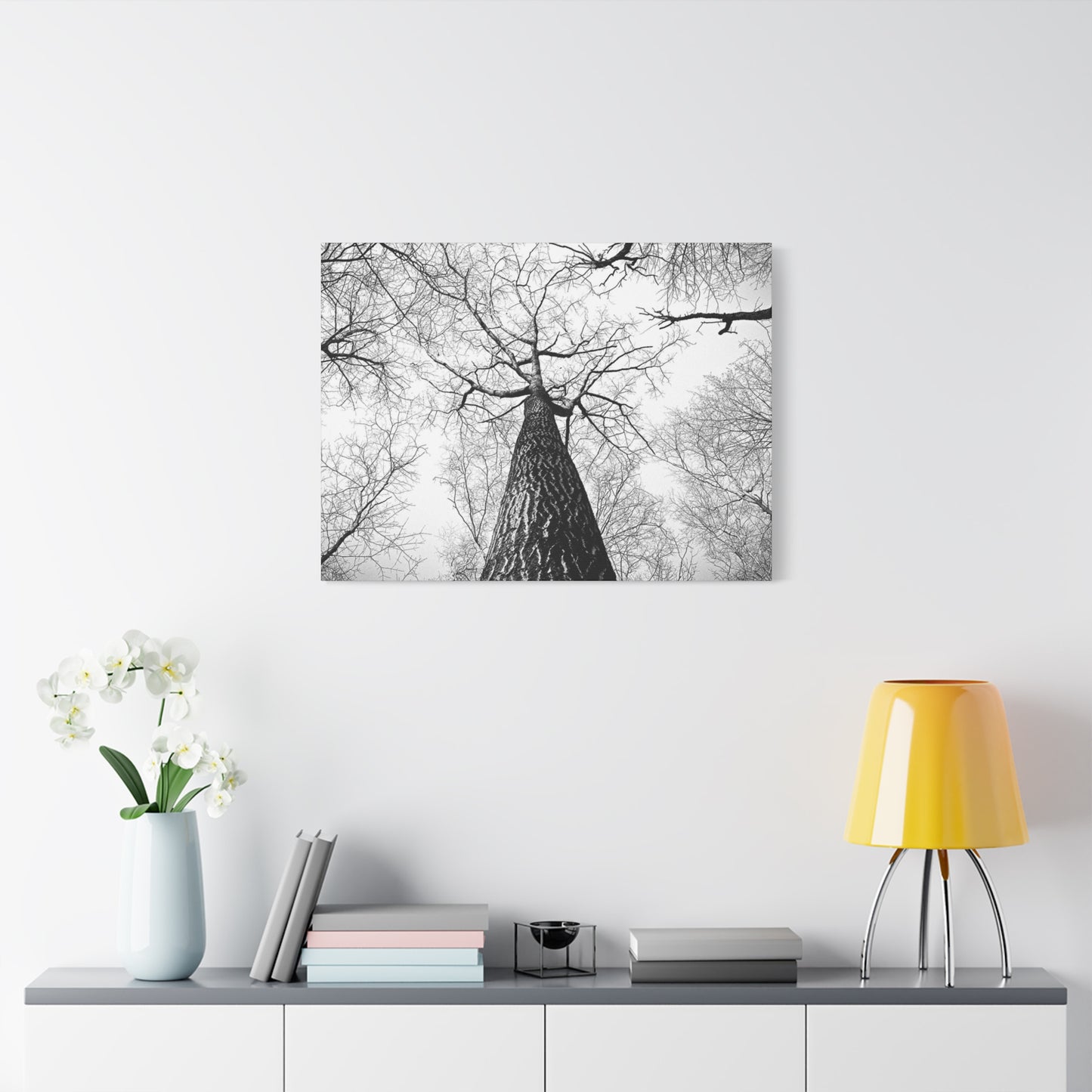 Black & White Tree Canopy Matte Canvas Wall Art — Upward Forest Photography
